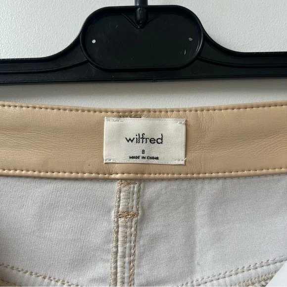 Wilfred Aritzia Melina Vegan Leather Straight Leg Pants - Cream Beige - Size 8 - Picture 8 of 12